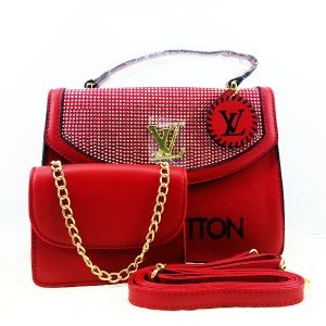 LV Ladies Hand & Shoulder Bag 2 Peice Red Color QB00526
