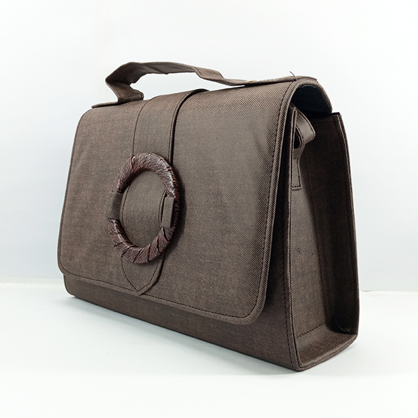 Ladies Leather Hand Bag With Leather Stripe QB00308