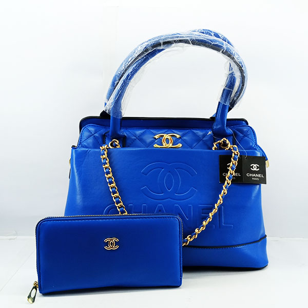 Chanel Ladies Bag 2 Piece Blue Color QB00495