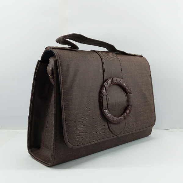 Ladies Leather Hand Bag With Leather Stripe QB00308