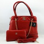 Chanel Ladies Bag 2 Piece Red Color QB00496