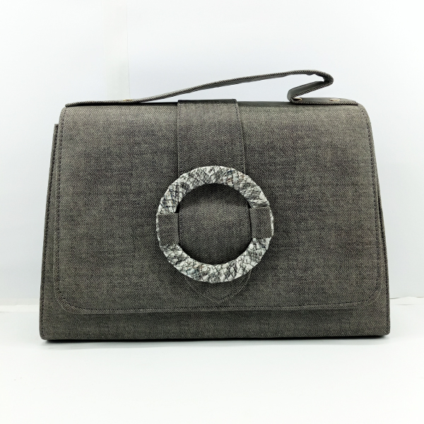 Ladies Leather Hand Bag With Leather Stripe QB00309