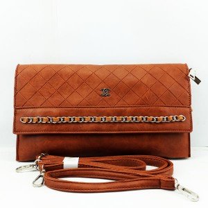 Ladies Hand & Shoulder Purse Brown Color QB00534