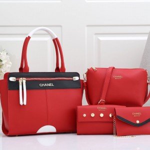 Chanel Ladies Hand Bag 4 Piece Red Color QB00218