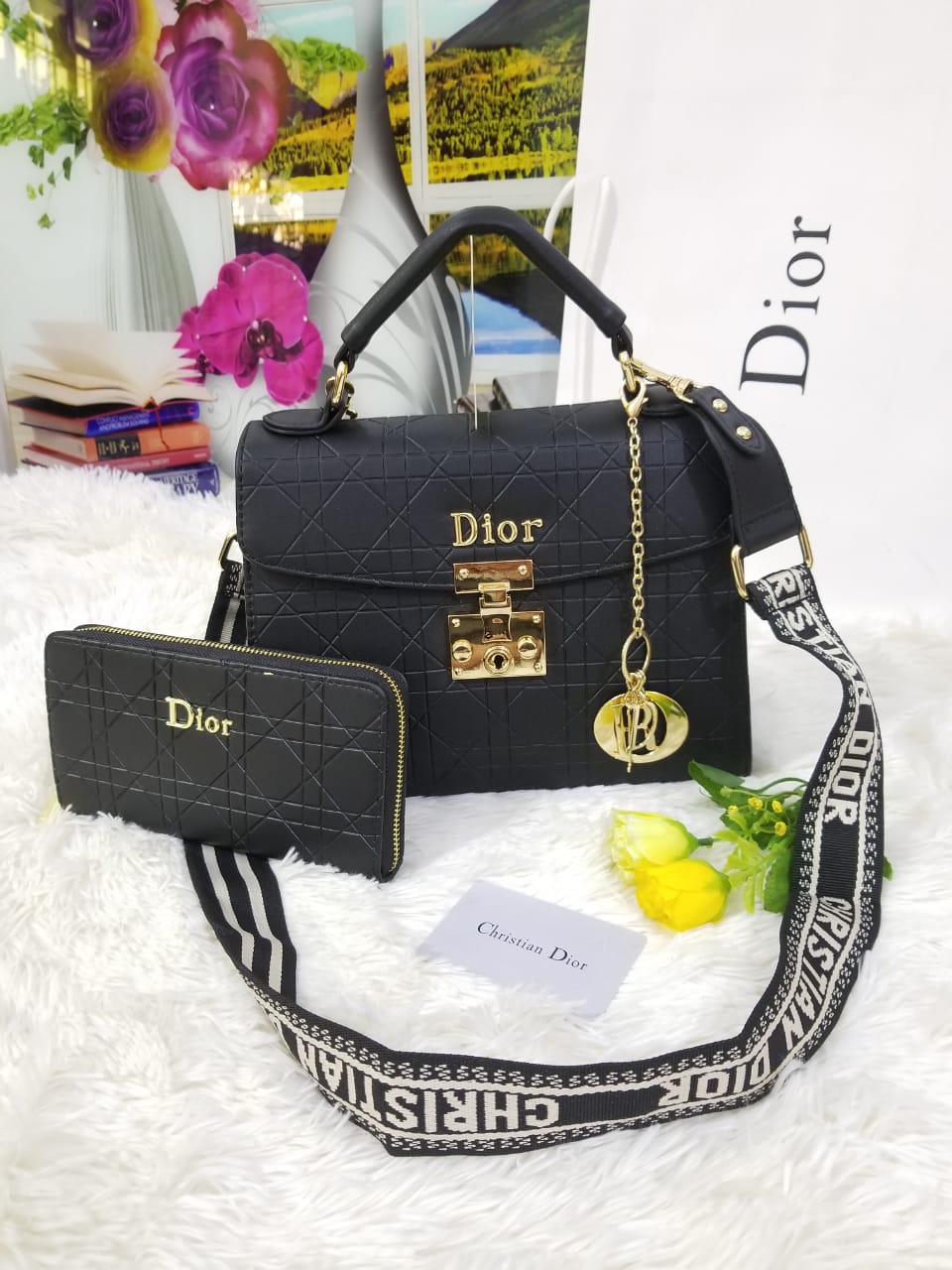 Dior Ladies Bag 2 Piece Black Color QB00124