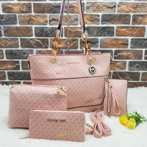 Michael Kors Ladies Hand Bag 2 Piece Branded Bag With Leather Stripe QB00301