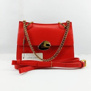 Charles & Keich Ladies Shoulder Bag With Chain & Leather Stripe QB00369