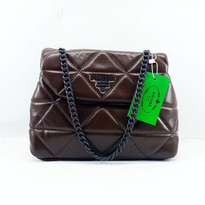 Prada Ladies Shoulder Bag With Chain & Leather Stripe QB00381