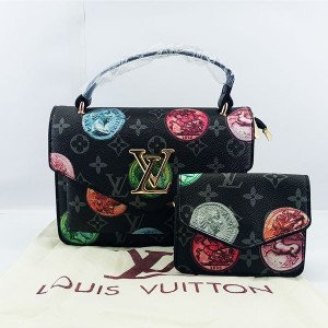 LV Ladies Shoulder Bag 2 Piece With Chain & Leather Handle QB00385