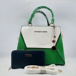 Charles & Keith Ladies Shoulder Bag 2 Piece With Leather Stripe QB00403