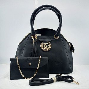 Gucci Ladies Hand Bag 3 Piece Black Color QB00404