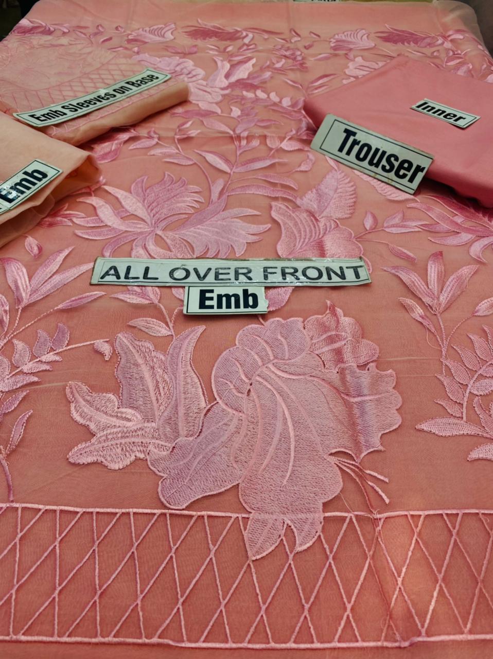Limelight LT-Orange Embroidered Organza QS00102