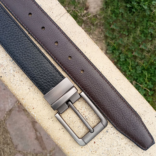 Genuine Leather Double Side Belt With Buckle For Men QBL037