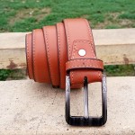 Genuine Leather Belt Mustard Color With Buckle  For Men QBL025