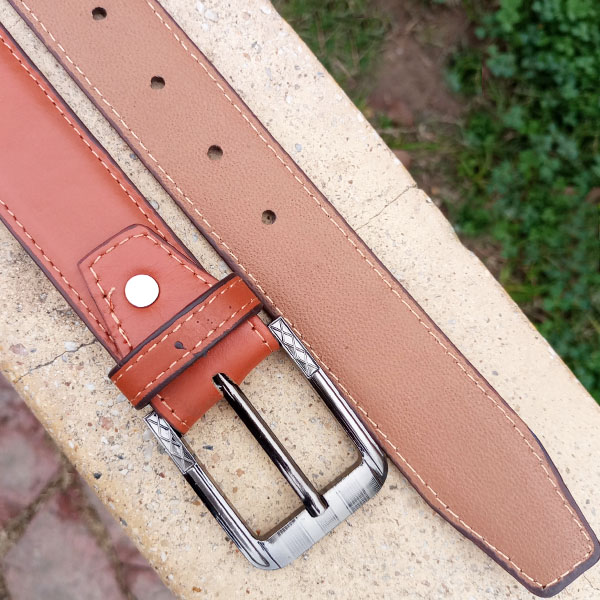 Genuine Leather Belt Mustard Color With Buckle  For Men QBL025