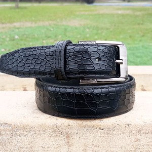 Genuine Leather Belt Black Color With Buckle Crocodile For Men QBL018