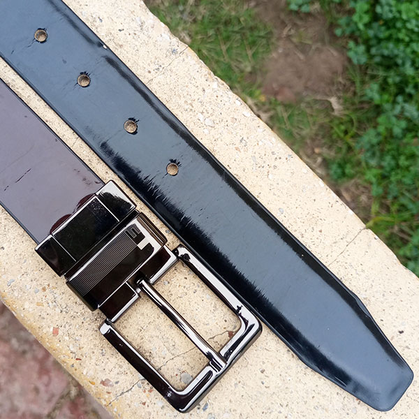 Genuine Leather Belt 2 Side Black & Brown Color With Buckle  For Men QBL023
