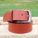 Genuine Leather Belt  Mustard Color With Buckle For Men QBL013