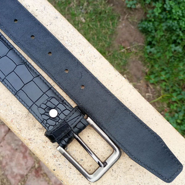 Genuine Leather Belt Black Color With Buckle Crocodile For Men QBL051