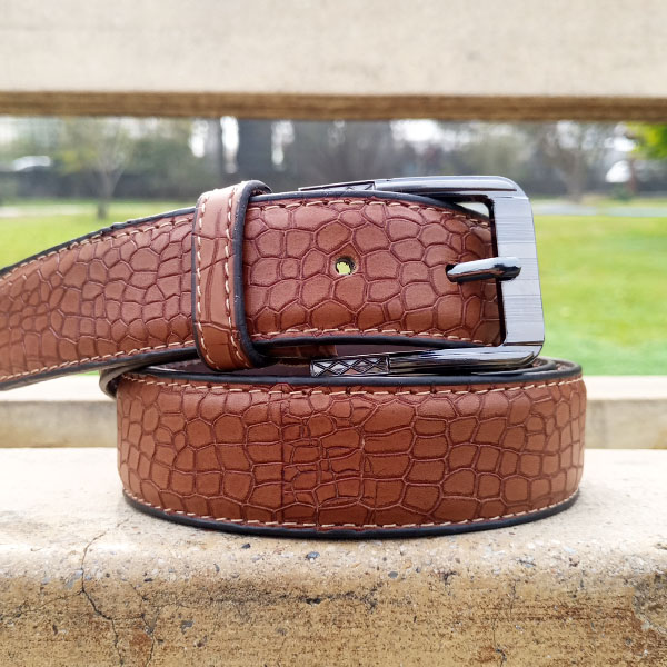 Genuine Leather Belt Crocodile Mustard Color With Buckle For Men QBL027
