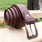 Leather Brown Belt with Silver Shine Buckle