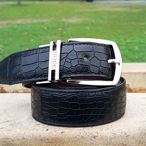Genuine Leather Double Side Belt Crocodile Style With Buckle For Men QBL054