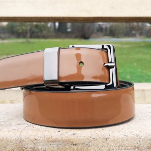 Genuine Leather Double Side Belt Mustard Color With Buckle For Men QBL055