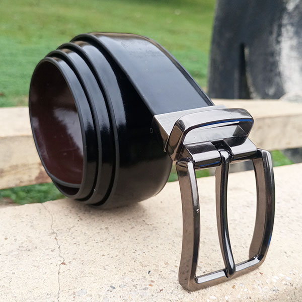 Genuine Leather Belt Double Side Black & Brown Color With Buckle For Men QBL052