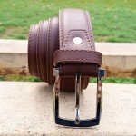 Leather Plane Brown Belt with Silver Buckle