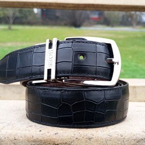 Genuine Leather Double Side Belt Crocodile Style With Buckle For Men QBL053