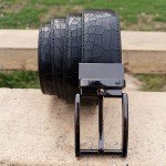 Genuine Leather Double Side Belt Crocodile Style With Buckle For Men QBL035