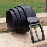 Genuine Leather Double Side Belt Crocodile Style With Buckle For Men QBL035