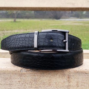 Genuine Leather Double Side Belt Crocodile Style With Buckle For Men QBL035