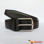New Simple Silver Buckle with Black Leather Belt