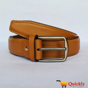 Brown Leather Belt With Grey Buckle
