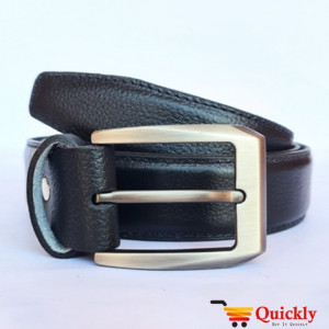 Leather Black Belt with  Silver Buckle