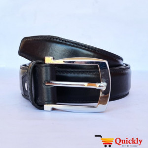 Belt Black Leather with Silver Buckle