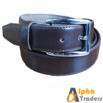 Brown Leather Belt with Silver Buckle shine