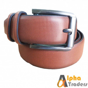 Light Brown Leather Belt with Silver Buckle