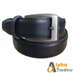 Black Leather Belt with Stylish Silver Buckle