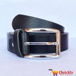Black Leather Belt With Silver Stylish Buckle