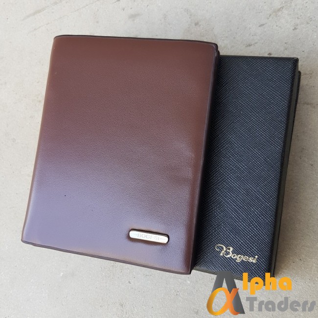 Bogesi WL110 Genuine Leather Book Wallet Brown