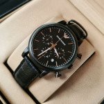 Emporio Armani AR-1840  Matte Black Chronograph Watch With Date