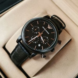 Emporio Armani AR-1840  Matte Black Chronograph Watch With Date