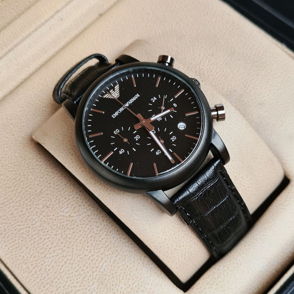 Emporio Armani AR-1840  Matte Black Chronograph Watch With Date
