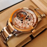 True Worth 2085 Rose Gold & White  Chain Strap Watch
