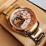 True Worth 2085 Rose Gold & White  Chain Strap Watch