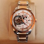 True Worth 2085 Rose Gold & White  Chain Strap Watch